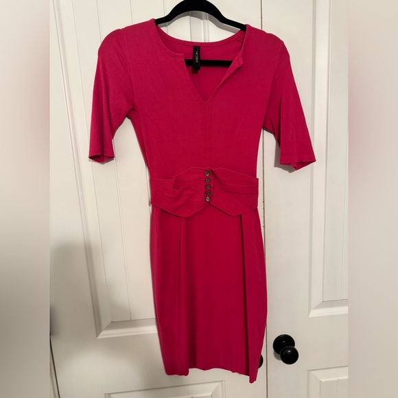 Marc Cain Pink Bodycon Belt Detail Dress - Picture 4 of 5